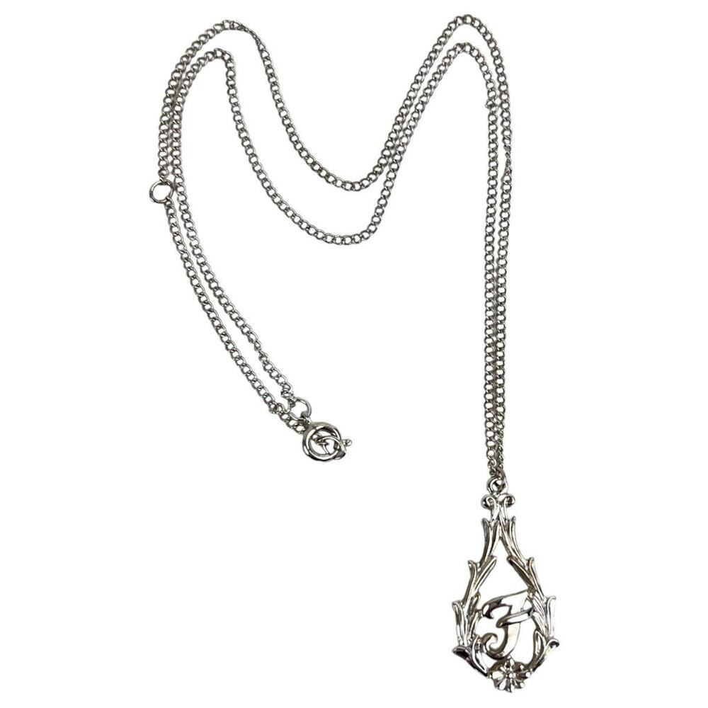 Sarah Coventry Pendant Necklace Whimsigoth Dark Romantic Initial F Silver Tone